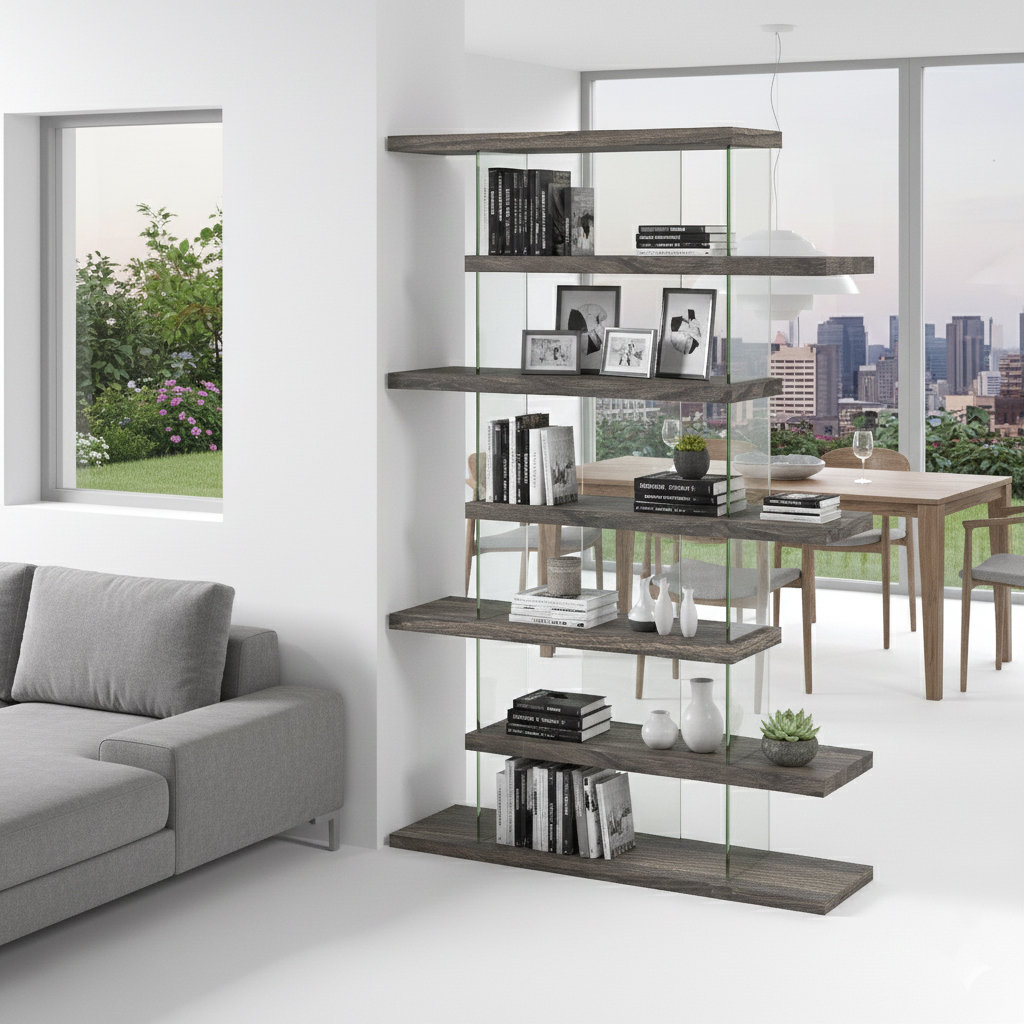 Hokku Designs Floating Glass Panel Bookcase | Wayfair