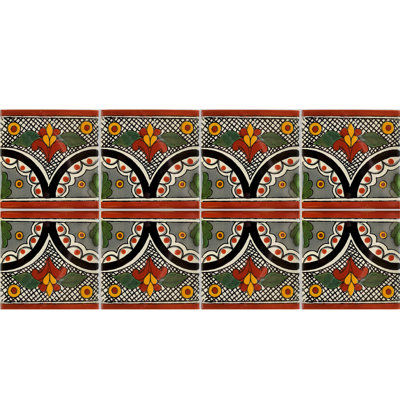 Carreau mexicain TalaMex Arc Talavera 9 pièces 4,2 po x 4,2 po