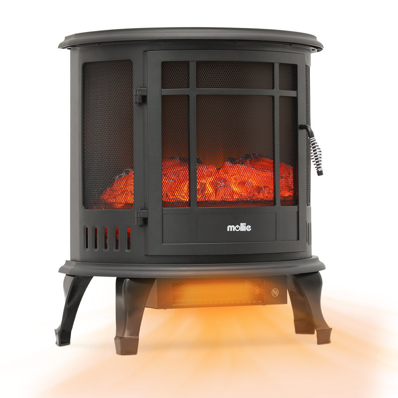 22" Electric Fireplace Heater with Flame Effect, Freestanding Fireplace with Adjustable Temperature
