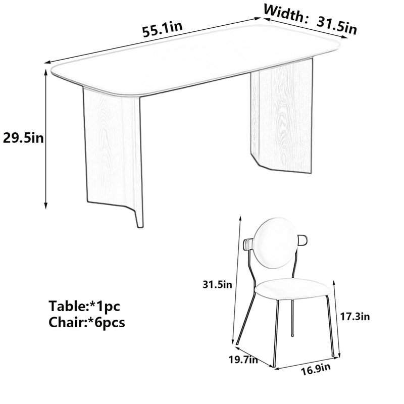 Table rock française rétro, simplicité moderne, H 29,5 po x L 55,1 po x l 31,5 po