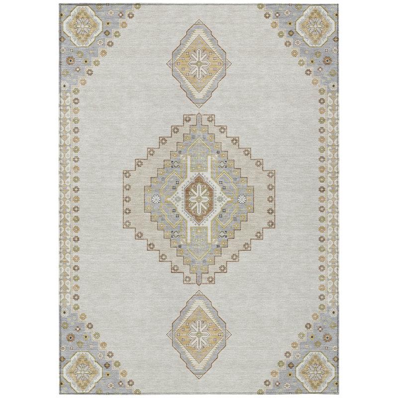 Elira Ivory Washable Indoor-Outdoor Rug - , 8' x 10'