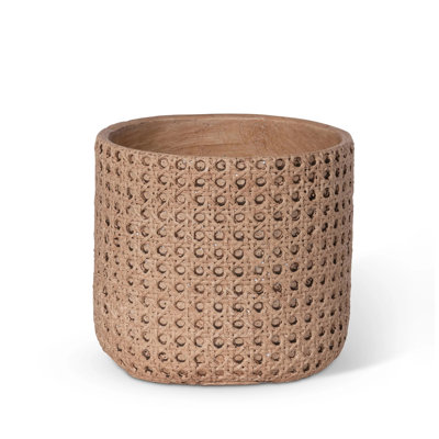 M Round Cane Orange Terracotta  Pot