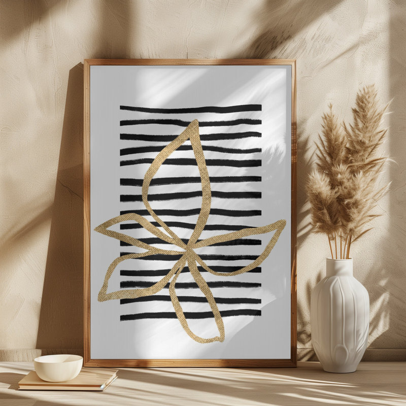 Golden Flower on Stripes, 50.8 cm H x 76.2 cm W