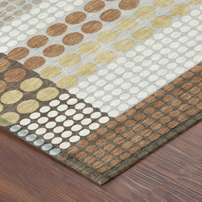 Machine Washable Indoor/Outdoor Chantille ACN2445 Geometric Rug, Paprika, 8' Round