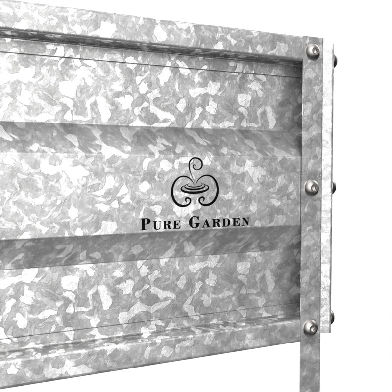 Pure Garden Galvanized Raised Garden Bed - Raised Garden Beds Outdoor Rectangle Planter Box Kit for Flowers, Vegetables, Fruits or Herbs - Raised Bed Garden Planters