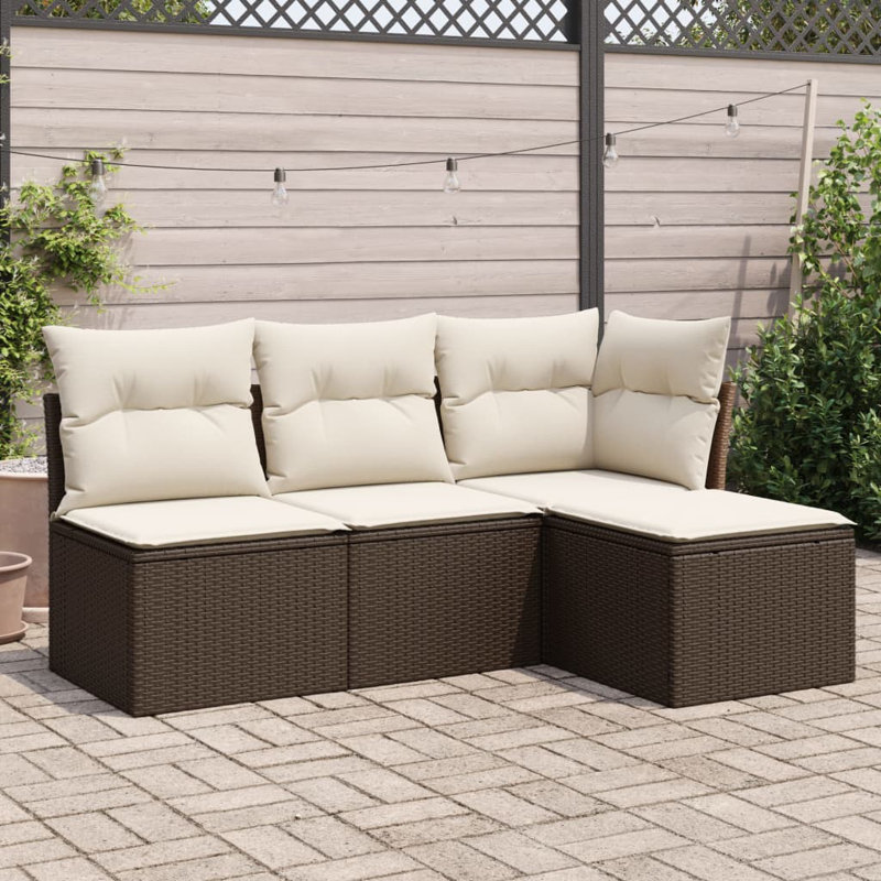 Ensemble de canapé de jardin Vidaxl brun, blanc crème