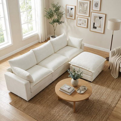 Ensemble modulaire rembourré 3 pièces avec repose-pieds en chenille 3 pièces