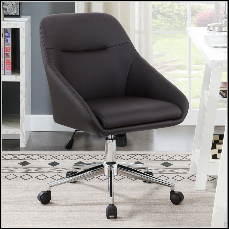 Chaise de bureau rembourrée ajustable avec similicuir confortable Jackman, Brun
