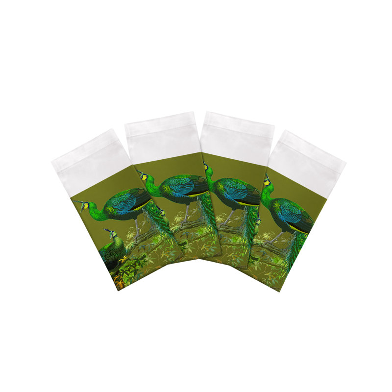 Family Pheasants Cotton Sateen Dinner Napkins, Olive