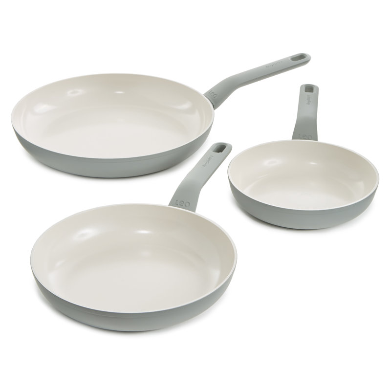 BergHOFF Balance 3Pc Nonstick Ceramic Frying Pan Set, Recycled Aluminum, Moonmist, Grey