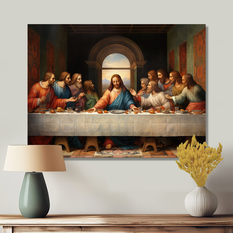 Chef-d'œuvre, le dernier repas d'aujourd'hui - Art mural de chef-d'œuvre pour le salon, Toile tendue, 16" H x 32" W