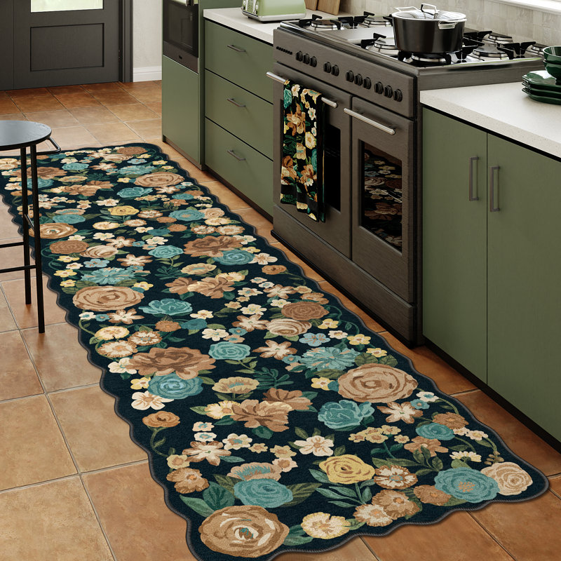 Tapis noir Lorena, Tapis de couloir 2 pi 3 po x 7 pi 6 po