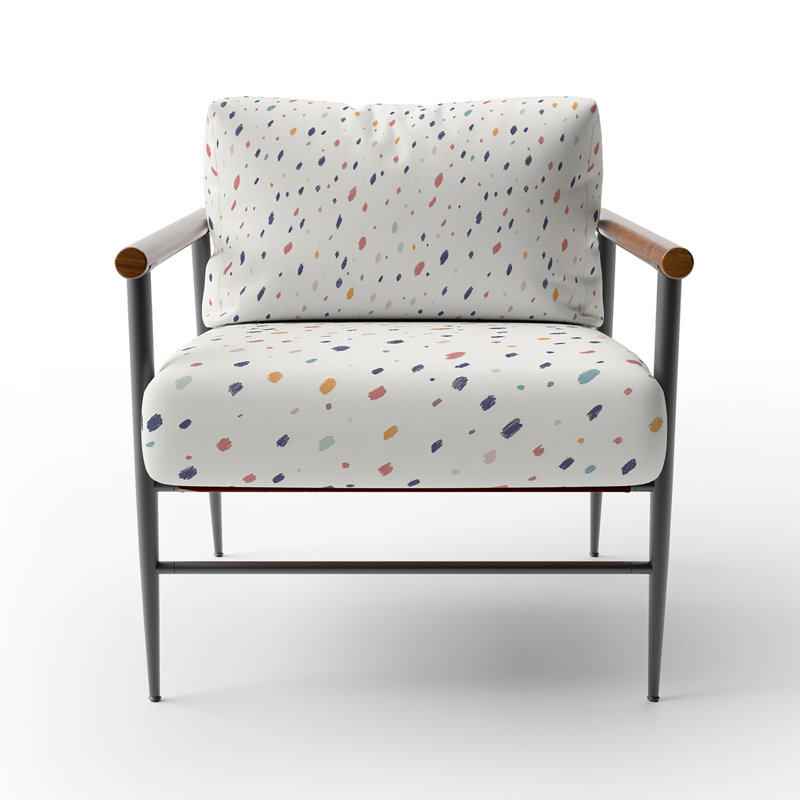 Chaise d'appoint abstraite - Fauteuil beige Micro Dash, Accoudoirs ronds