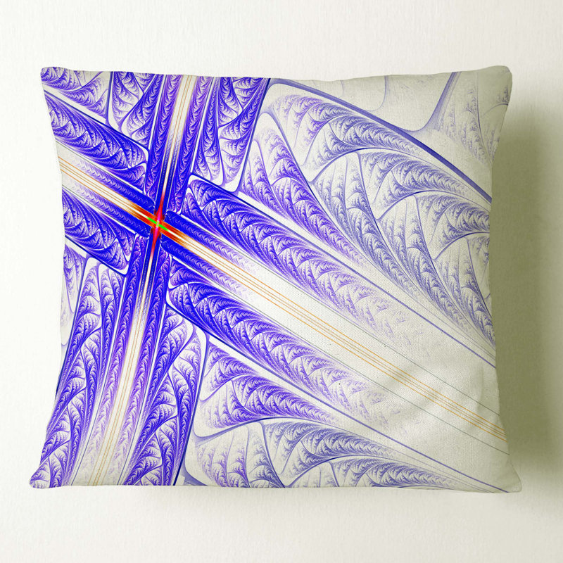 Fractal Cross Design - coussin imprimé abstrait, 16 po x 1 po, Coussin décoratif, Turquoise