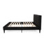Lit tapissier contemporain très grand, bouton, plateforme de matelas à profil bas, lattes en fer, noir, pieds en bois franc, plateforme rembourrée, support solide pour les pieds-1294551987