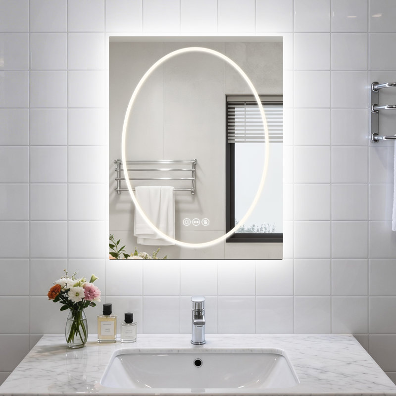 Debroh Wall LED Bathroom Mirror Backlit, 60 cm x 80 cm