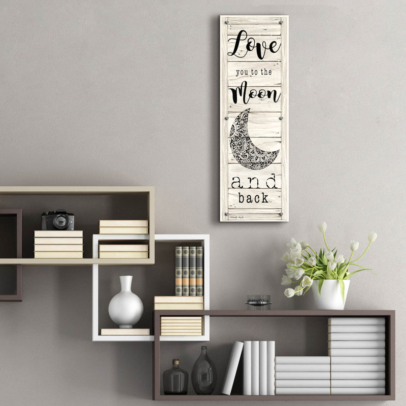  «Love You To The Moon And Back» par Cindy Jacobs, art mural en verre acrylique, 12 po x 36 po, H 36 po x l 12 po