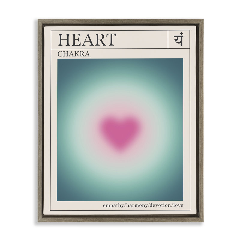 «Heart Chakra Meditation», art mural encadré flottant, Cadre flottant orme Montalcino, H 31 po x l 25 po
