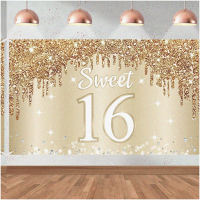 Sparkling Speed 60th Celebration Banner Gold Glitter