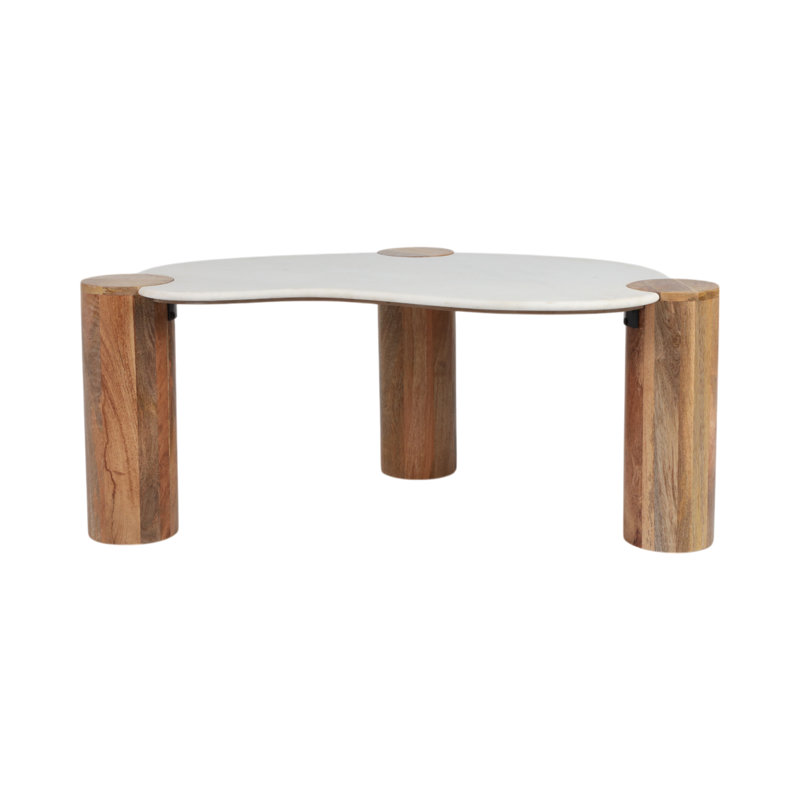 Sagebrook Home 42X18" Curved Coffee Table, White/Natural
