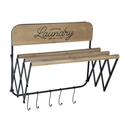 Laundry Rack with Accordion Design, Brown and Black