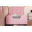 Lit plateforme tapissier simple rose avec garde-corps - look moderne, tête de lit stylée remplie de mousse