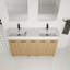 Meuble-lavabo autoportant à double cuve avec rangement très grand et portes à fermeture en douceur