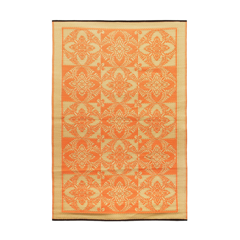 Floral Synthetic Water Resistant Kitchen Mat, Saffron