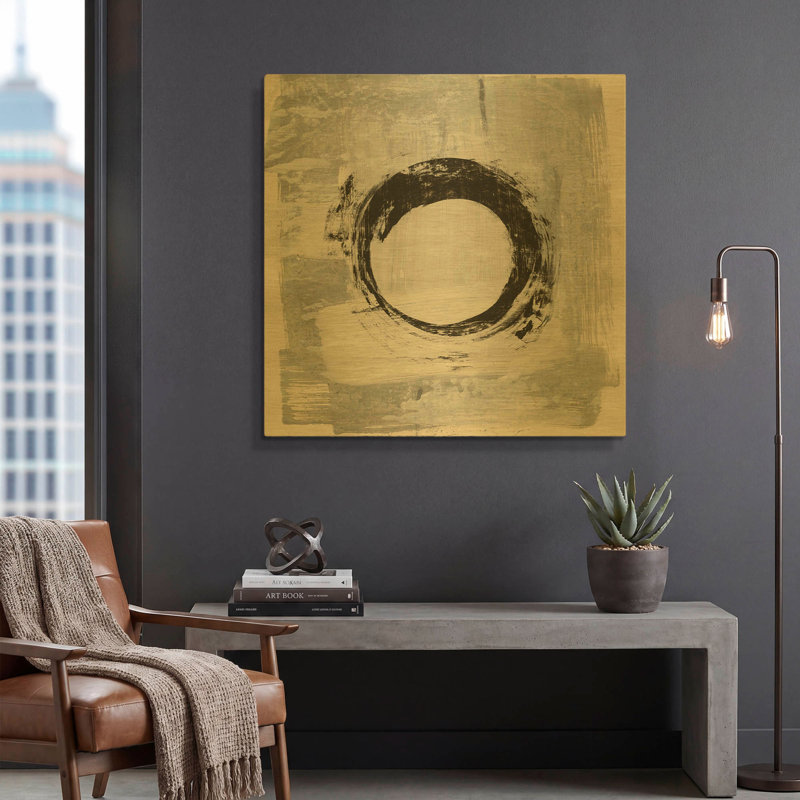 «Zen Circle I Crop» par Melissa Averinos, art mural en métal doré, 12 po x 12 po, 36 po x 36 po