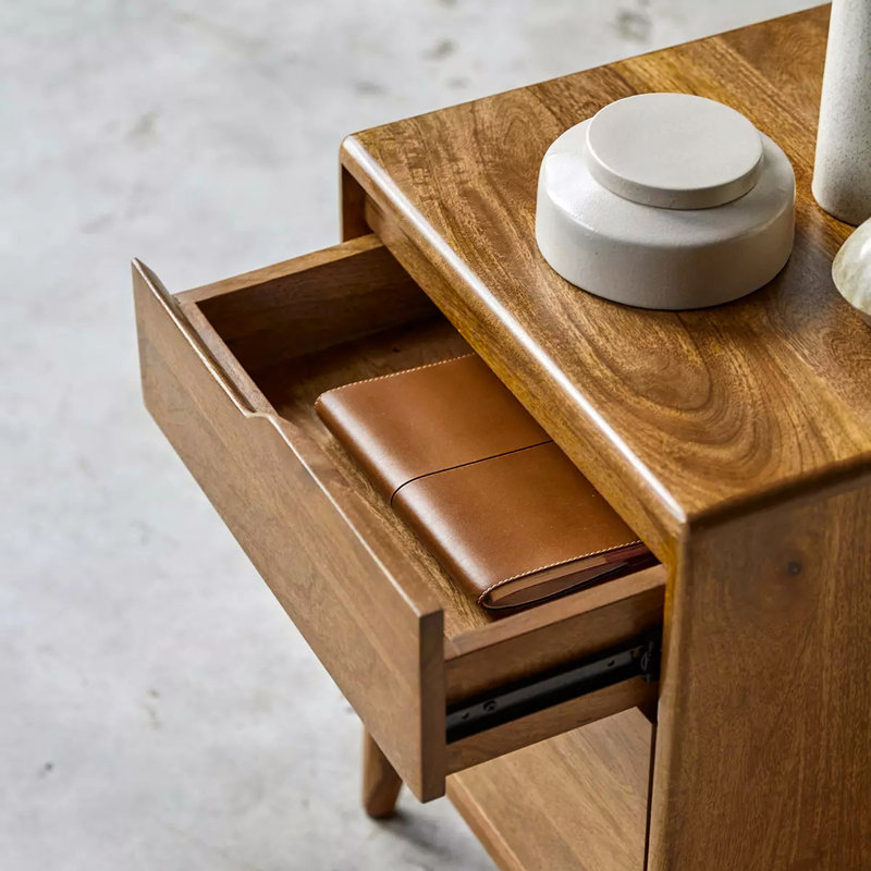 Faucon 45cm W Solid Wood Bedside Table