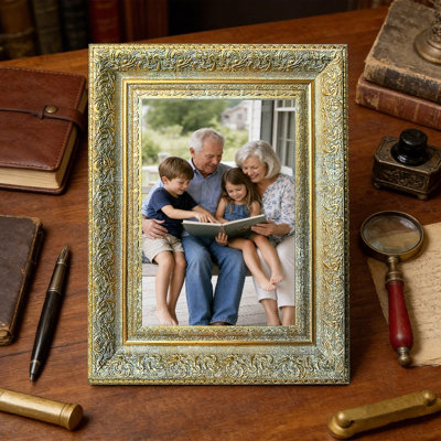 Cadre 3 pièces de style rétro doré antique pour photos et cadeaux de 5 po x 7 po