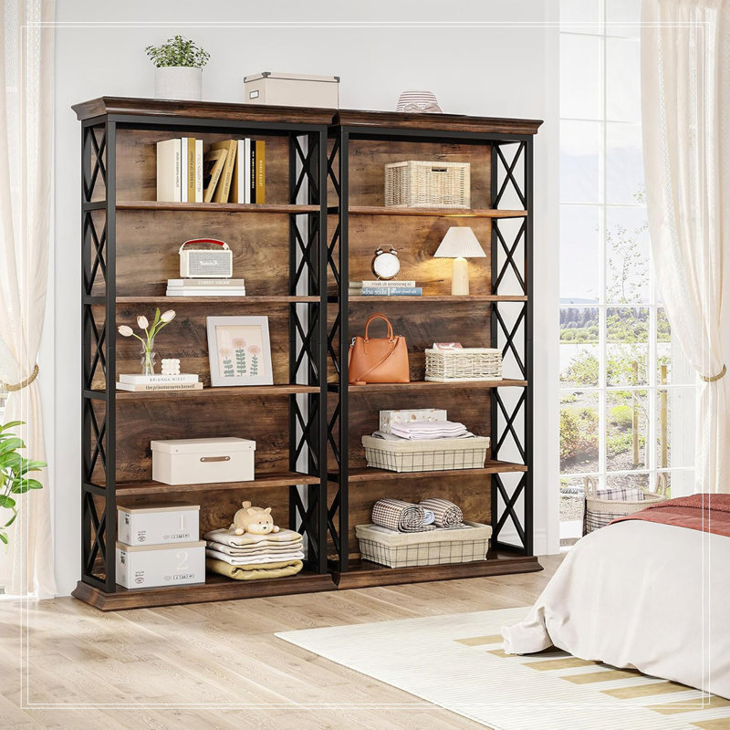 Bibliothèque 70,8 "à 6 niveaux pour salon, bureau, chambre à coucher
