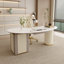 Bureau de direction moderne ovale en marbre avec plusieurs tiroirs Jesualdo | Mobilier de bureau de qualité supérieure