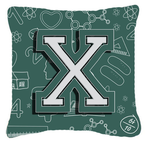 Coussin décoratif intérieur/extérieur au dos initial du monogramme à l’école, X, 14" H x 14" L x 4" D