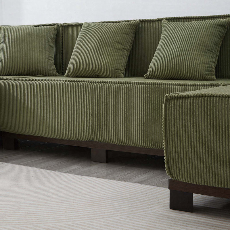 Canapé modulaire en U de 130 po avec éclairage à DEL RVB et 6 coussins décoratifs, Vert