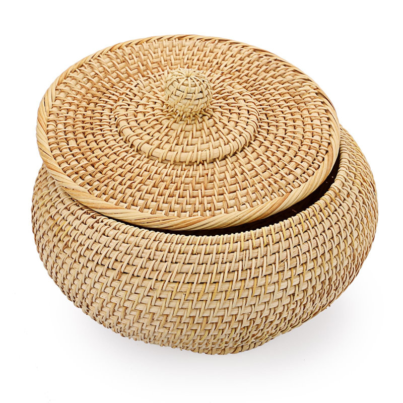 Round Rattan Boxes with Lid