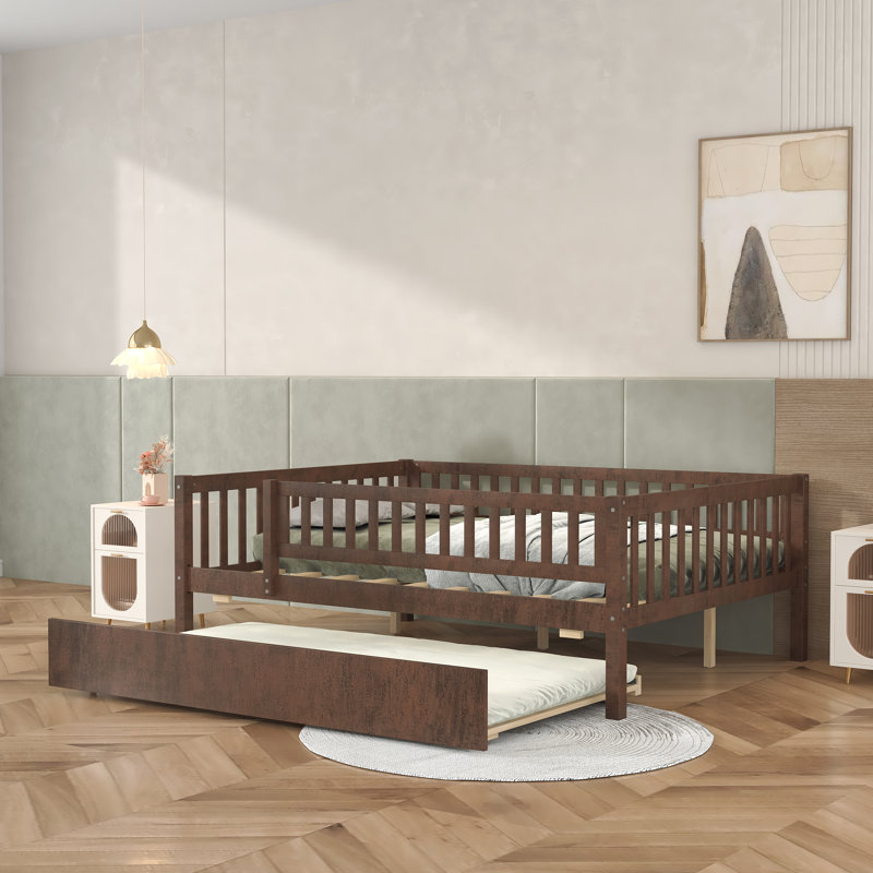 Full Size Wood Daybed with Trundle, Walnut
