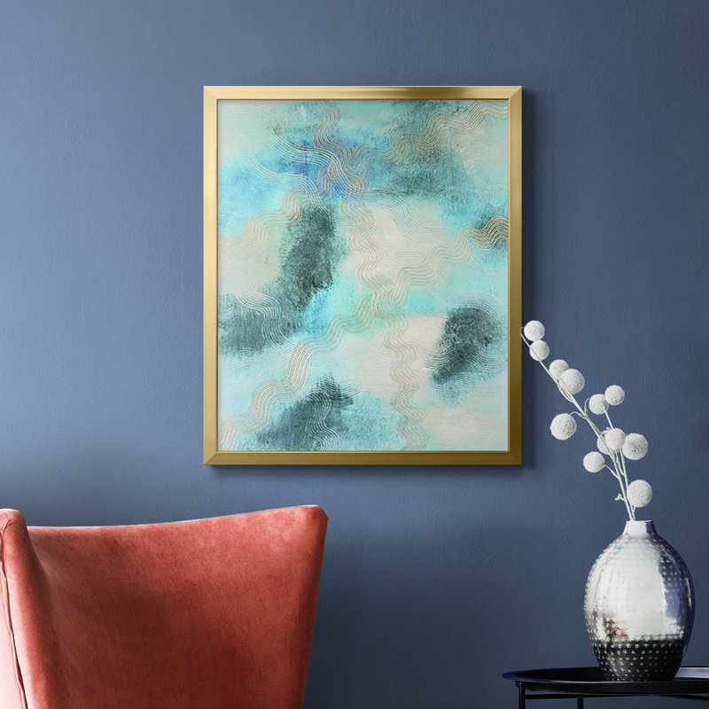 Toile de qualité supérieure Blue Shift II - prête à être accrochée, Or, H 20 po x l 16 po