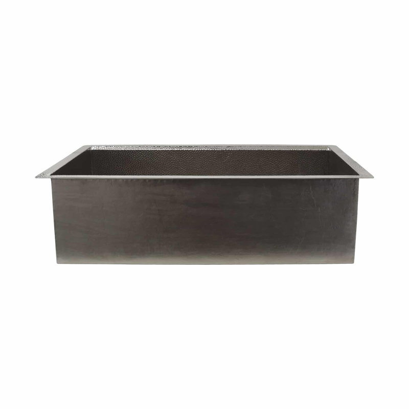 33" Cocina Concierge Undermount Workstation Kitchen Sink in Antique Copper with Cutting Board, Brushed Nickel