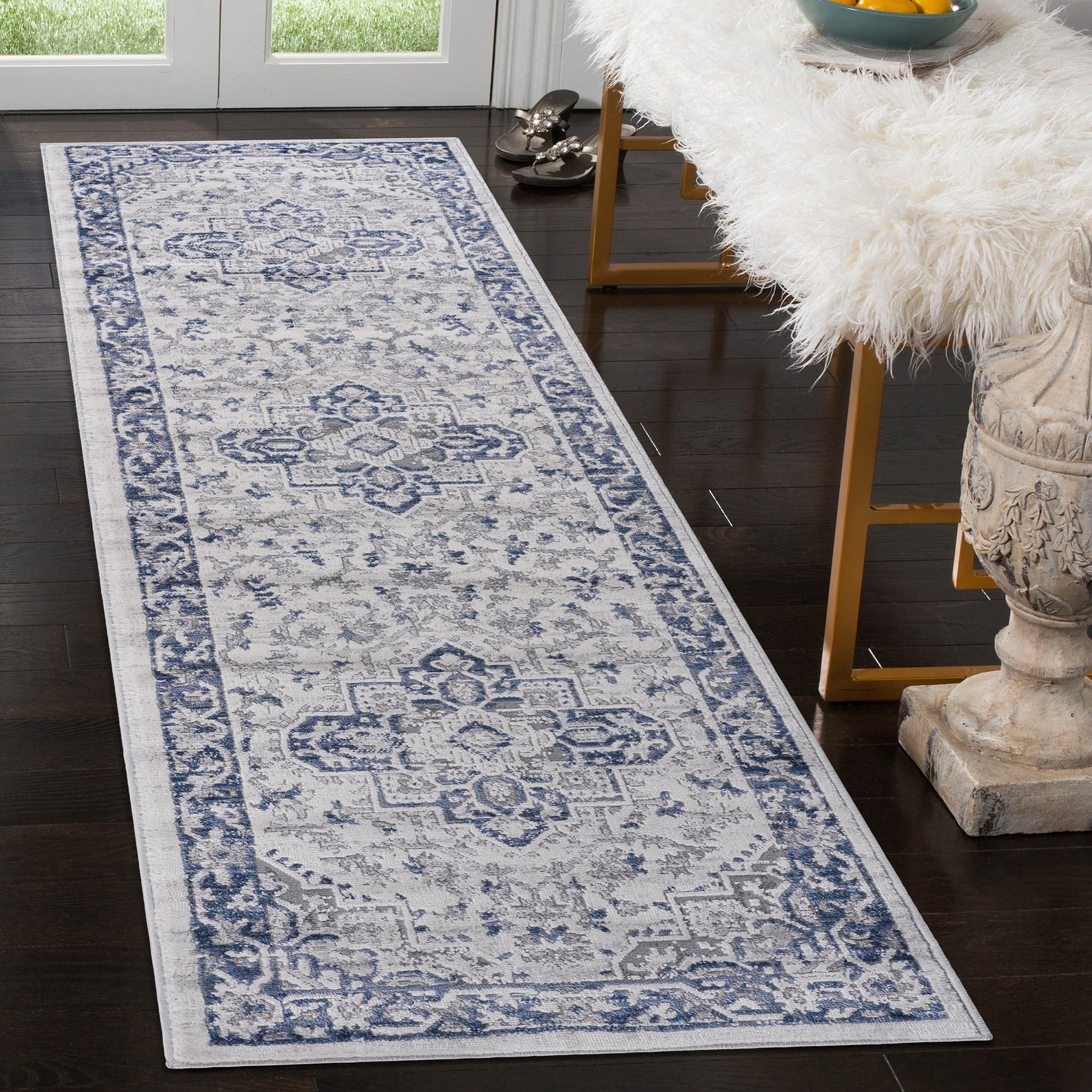 Bungalow Rose Machine Braided Blue Machine Washable Indoor/Outdoor Rug