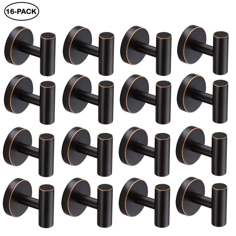 16 Pack 2.25"H Stainless Steel Bathroom Wall Mounted Towel Hook, Oil Rubbed Bronze