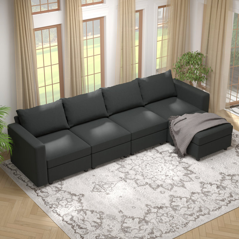 BOX MODULE STO SOFA 116" 5 Piece Upholstered Modular Sectional Sofa with Storage