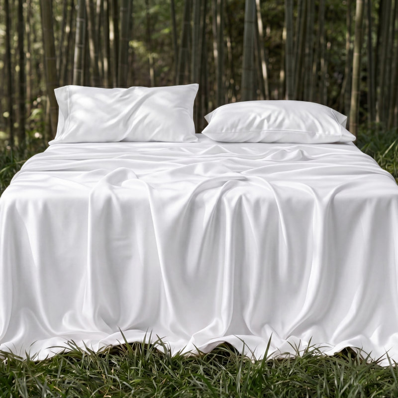 Essential Collection Cooling Rayon Derived from Bamboo Sheet Set, Twin XL Sheet Set with 1 Pillowcase, White