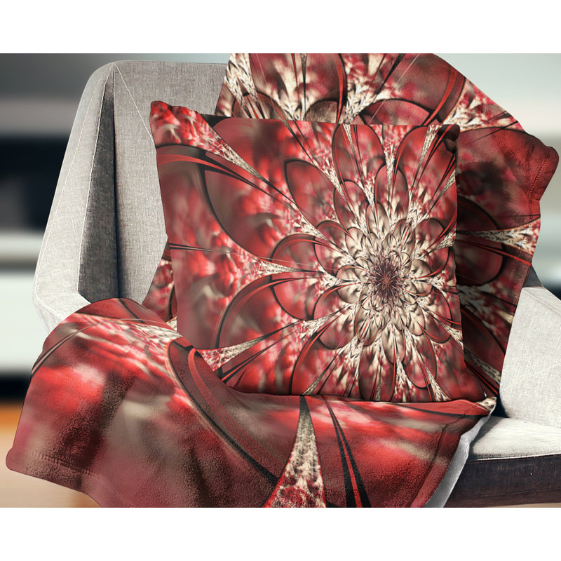 Oreiller à motif floral à fleurs symétriques, 18 po x 18 po, Coussin décoratif