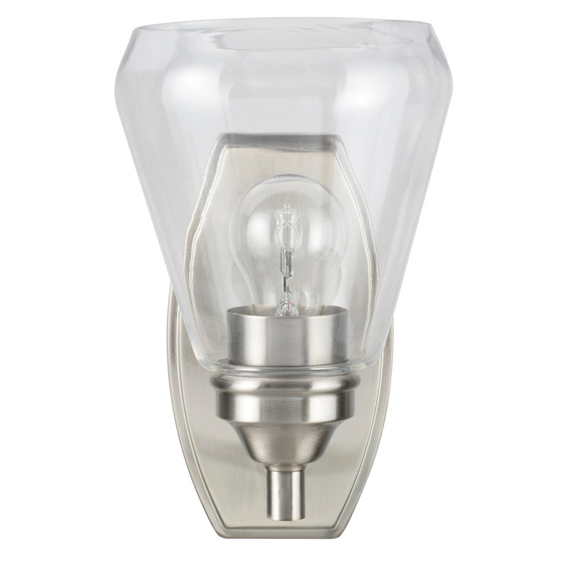 Applique en métal pour salle de bain 1 lumières transitionnel Crossman, Nickel satiné