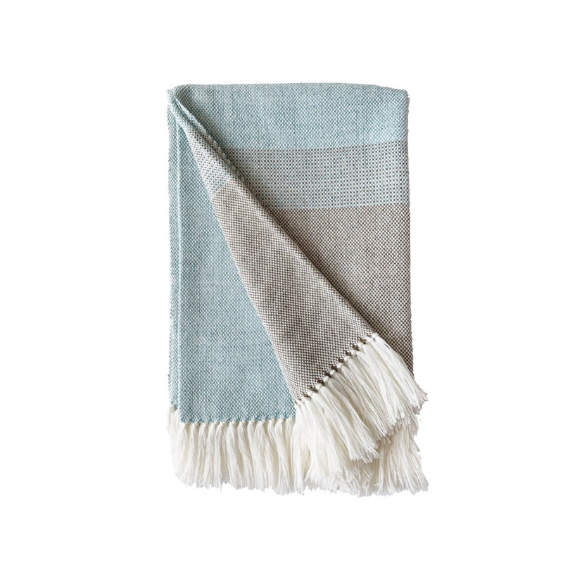 Palma Hand Woven Throw Blanket, Seafoam/Brown/Gray