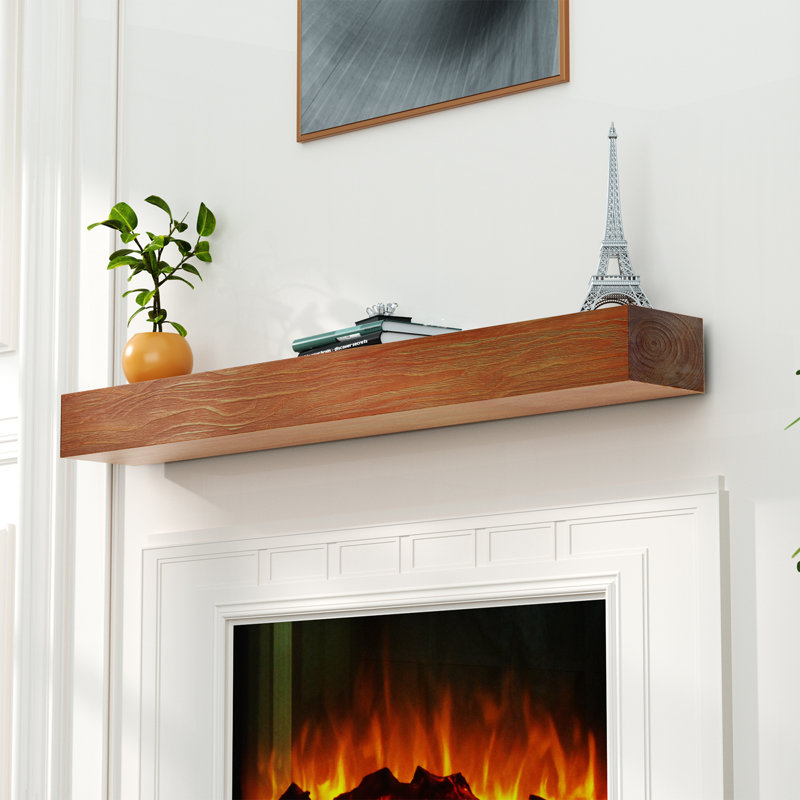 Fireplace Mantel, Wood Floating Fireplace Shelves, Wall Mounted Wooden Display Shelving, Natural Mantels Over Fireplace, 60"