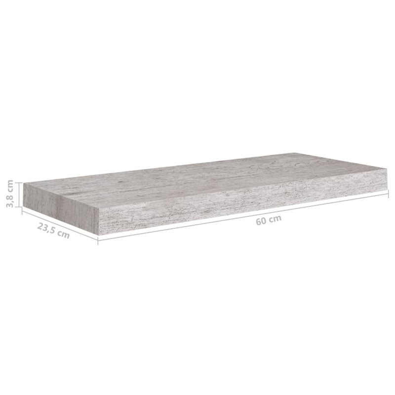 Gracie-Rose 4 Piece Picture Ledge Wall Shelf, 60 x 23.5 x 3.8 cm, Concrete Grey