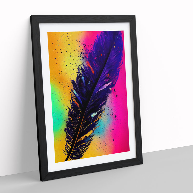 Feathers Splashed No.2 - Framed Print, Black, 34cm H x 25cm W x 2cm D