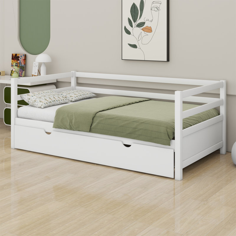 Shantee Wooden Daybed with Trundle, White